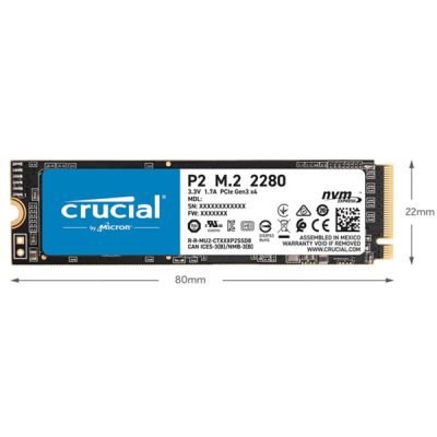 حافظه SSD اینترنال کروشال مدل CRUCIAL P2M.2 NVMe PCLe با ظرفیت 500 گیگابایت