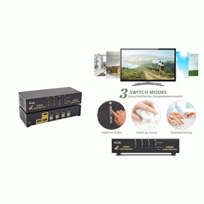 سوییچ HDMI KVM چهار پورت کی نت پلاس مدل KNET PLUS KP-SWKH404