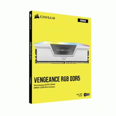 رم کامپیوتر دوکاناله 64 گیگابایتی کورسیر ونجنس آر جی بی مدل CORSAIR VENGEANCE RGB White 64G 5600 DDR5