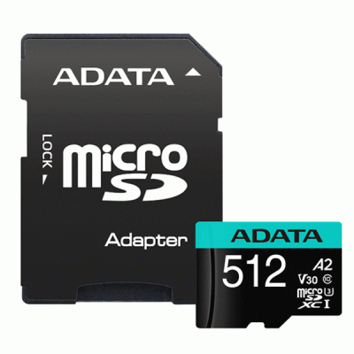 کارت حافظه MICRO SDXC ای دیتا مدل ADATA PREMIER کلاس 10 استاندارد UHS-1 U3 سرعت 100MBPS با ظرفیت 512 گیگابایت