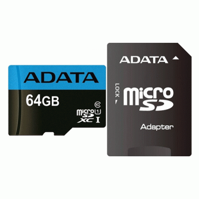 کارت حافظه MICRO SDXC ای دیتا مدل ADATA PREMIER کلاس 10 استاندارد UHS-1 U3 سرعت 100MBPS با ظرفیت 64 گیگابایت