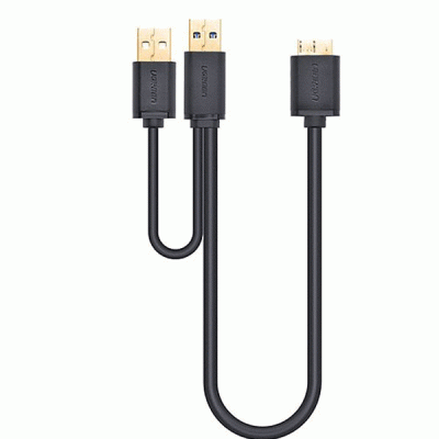 کابل MICRO USB 3.0 همراه پورت تقویت کننده USB 2.0 (هارد) یوگرین مدل UGREEN US140 به طول 1 متر