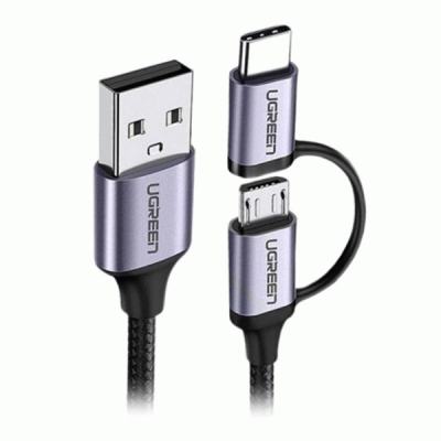 کابل USB به TYPE C و MICRO USB یوگرین مدل UGREEN US177 به طول 1 متر