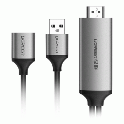 تبدیل USB 2.0 به HDMI با رزولوشن 1080P همراه پورت تقویت کننده USB 2.0 یوگرین مدل UGREEN CM151 50291 به طول 1.5 متر