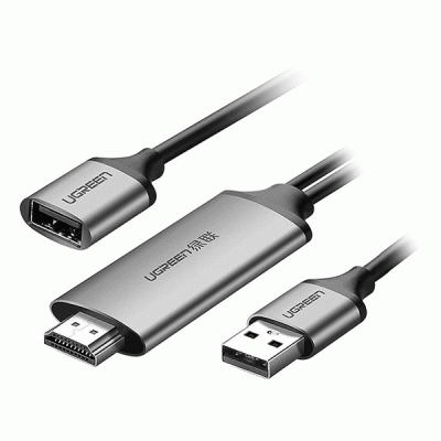 تبدیل USB 2.0 به HDMI با رزولوشن 1080P همراه پورت تقویت کننده USB 2.0 یوگرین مدل UGREEN CM151 50291 به طول 1.5 متر