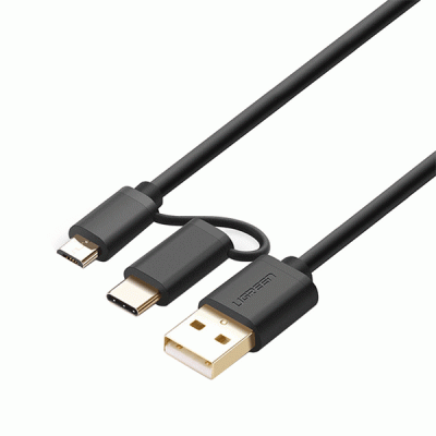 کابل تبدیل USB به MICRO USB و USB C یوگرین مدل UGREEN US142 به طول 1 متر