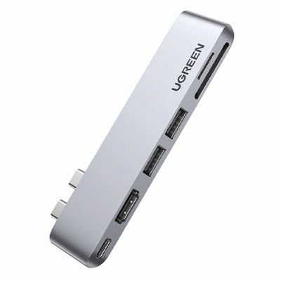 هاب 6 پورت TYPE C به USB 3.0 و درگاه کارت حافظه با قابلیت PD یوگرین مدل UGREEN CM380 80856