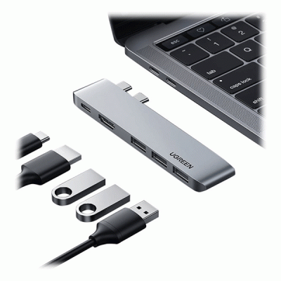 هاب 5 پورت TYPE C به USB 3.0 با پورت HDMI یوگرین مدل UGREEN CM251 60559