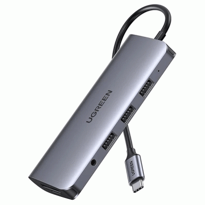 هاب 10 پورت TYPE C به USB 3.0 با پورت HDMI و VGA و LAN و میکروفون و درگاه کارت حافظه با قابلیت PD یوگرین مدل UGREEN CM179 80133