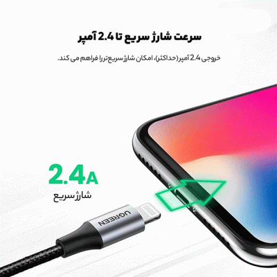 کابل تبدیل USB به لایتنینگ یوگرین مدل UGREEN 60158 به طول 2 متر