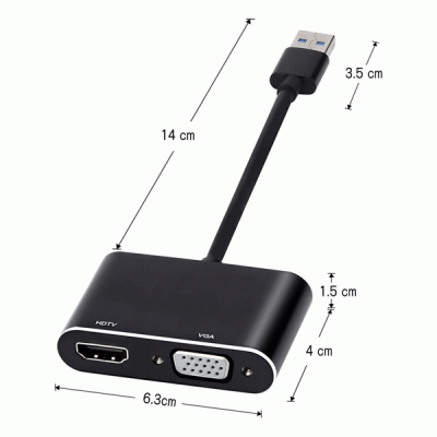 تبدیل USB 3.0 به HDMI و VGA کی نت مدل KNET K-COUA30HV