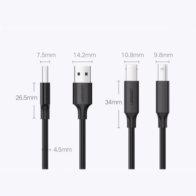 کابل USB-C پرینتر یوگرین مدل UGREEN US104-10845 به طول 1.5 متر