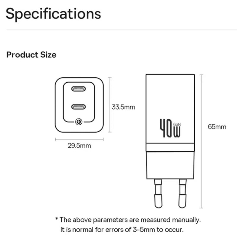 شارژر دیواری بیسوس مدل BASEUS CCGAN40CE-M