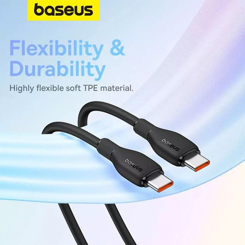 کابل سوپر فست شارژ TYPE C به TYPE C بیسوس مدل BASEUS CB000055 P10355702111-B1 به طول 1.2 متر