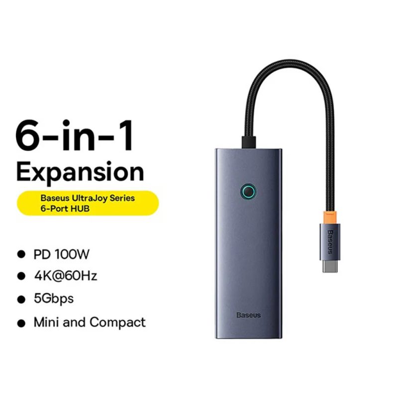 هاب 6 پورت USB-C بیسوس مدل BASEUS BS-OH118