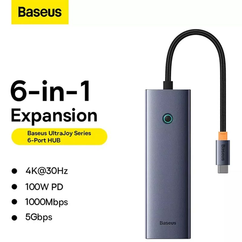 هاب 6 پورت USB-C بیسوس مدل BASEUS BS-OH151