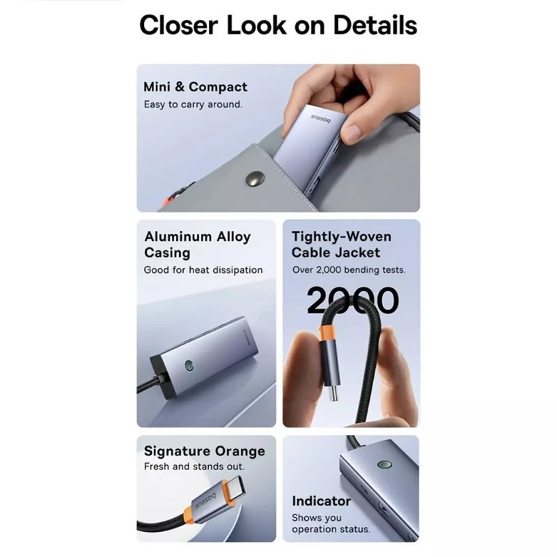 هاب 7 پورت USB-C بیسوس مدل BASEUS BS-OH160