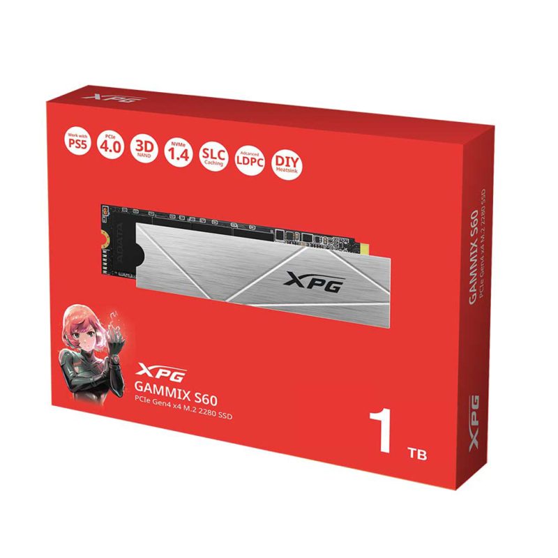 حافظه SSD اینترنال ای دیتا ایکس پی جی مدل ADATA XPG GAMMIX S60 PCIE GEN4 X4 M.2 2280 با ظرفیت 1 ترابایت