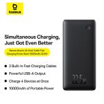 پاور بانک 10000 میلی آمپر ساعتی بیسوس مدل BASEUS AIRPOW DUAL-CABLE