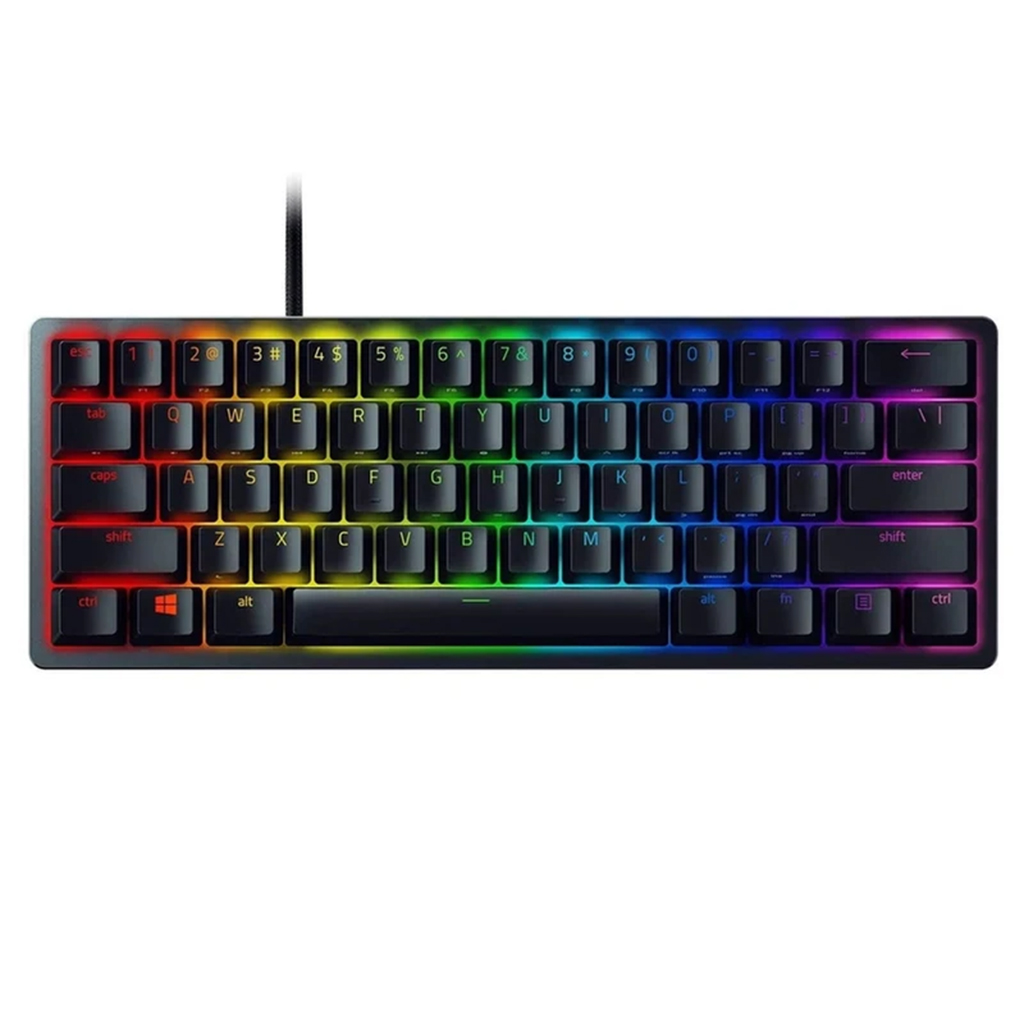 کیبورد گیمینگ ریزر مدل RAZER HUNTSMAN MINI, سوئیچ مکانیکال OPTICAL بنفش, TENKEYLESS