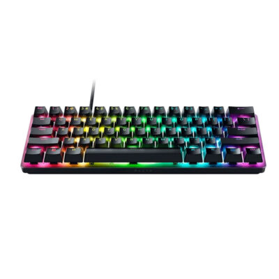کیبورد گیمینگ ریزر مدل RAZER HUNTSMAN MINI, سوئیچ مکانیکال OPTICAL بنفش, TENKEYLESS