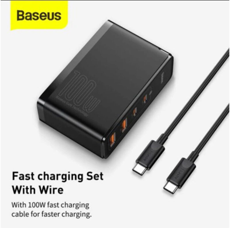 شارژر دیواری بیسوس مدل BASEUS GAN2 PRO 100W به همراه کابل تبدیل USB-C