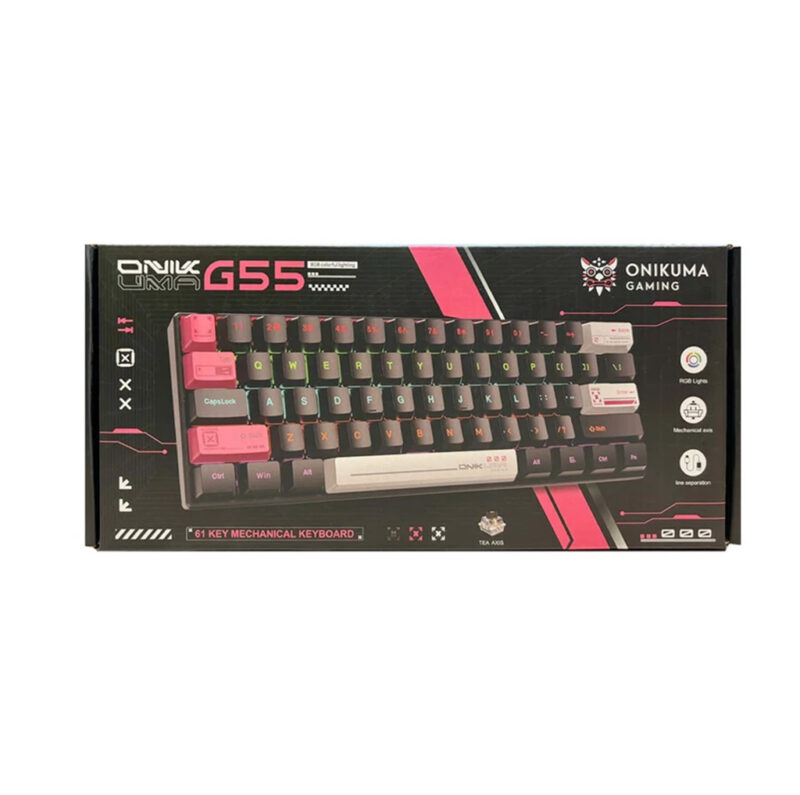 کیبورد گیمینگ اونیکوما مدل ONIKUMA G55 RGB, مکانیکال سوئیچ قهوه ای, TENKEYLESS
