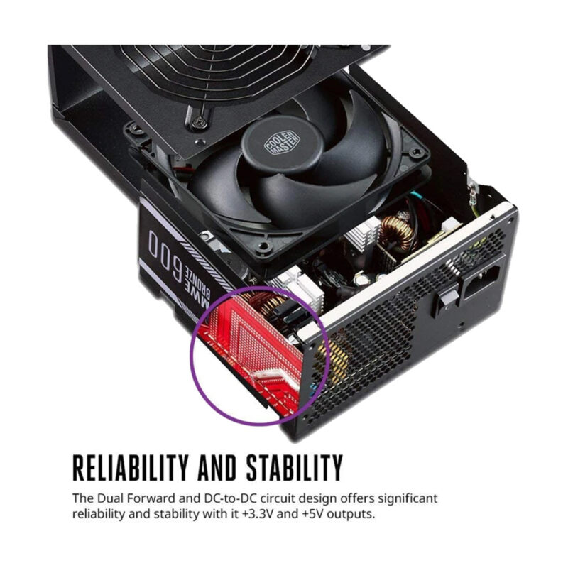 منبع تغذیه کامپیوتر کولرمستر مدل COOLER MASTER MWE BRONZE 600-V2