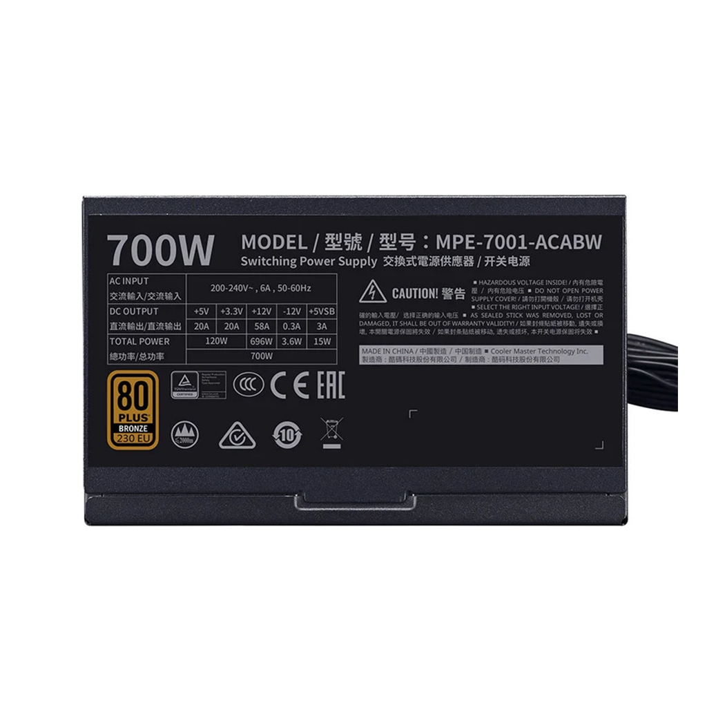 منبع تغذیه کامپیوتر کولر مستر مدل COOLER MASTER MWE 700 BRONZE-V2