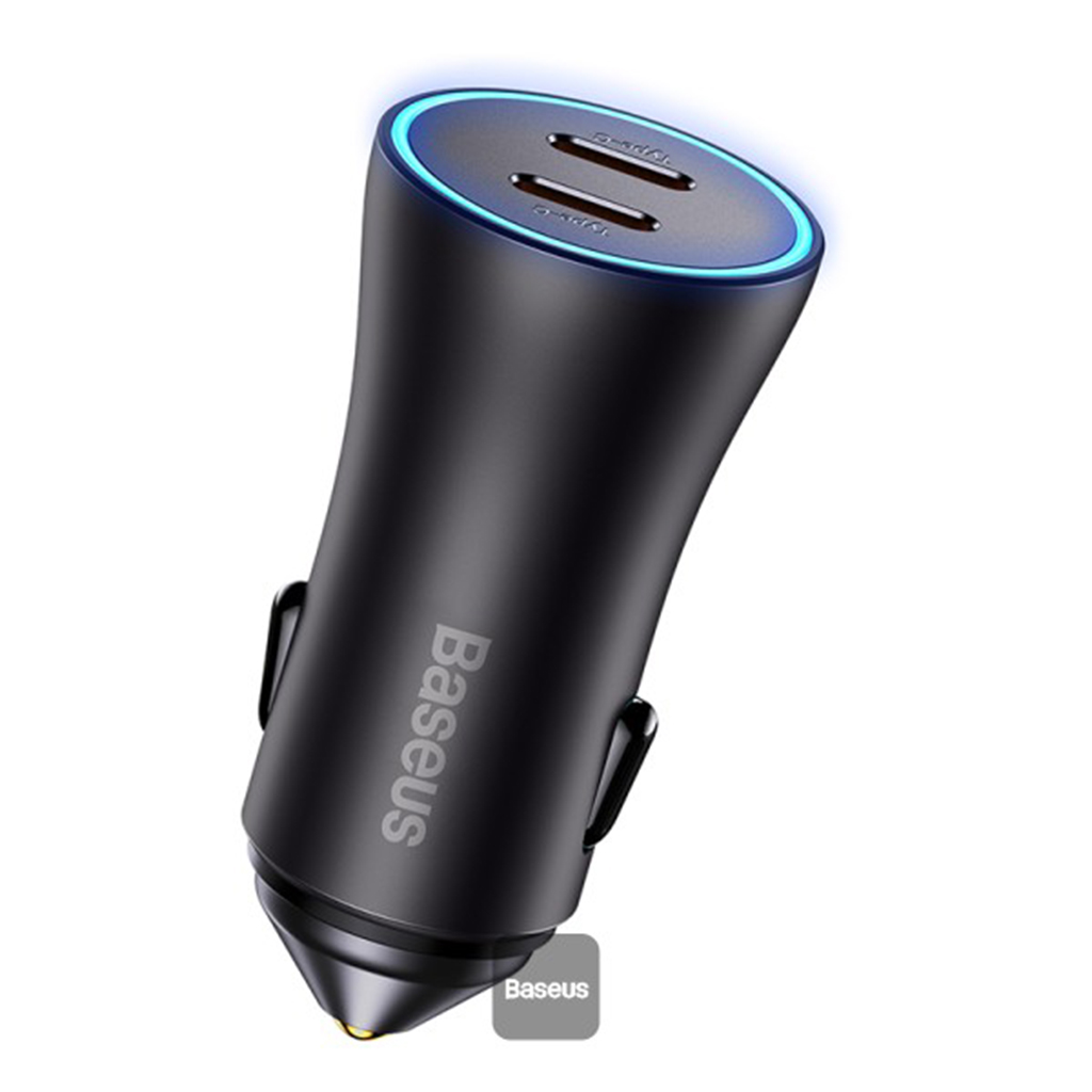 شارژر فندکی فست شارژ 40 وات بیسوس مدل BASEUS USB-C+USB-C CAR CHARGER 40W
