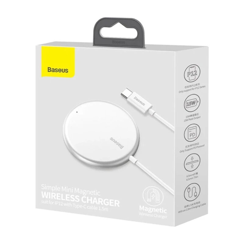 شارژر بی سیم بیسوس مدل BASEUS SIMPLE MINI3 MAGNETIC WIRELESS CHARGER 15W