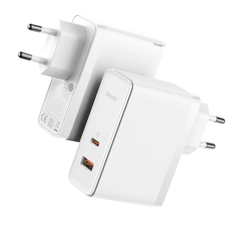 شارژر دیواری 100 وات بیسوس مدل BASEUS GAN5 PRO FAST CHARGER C+U 100W EU