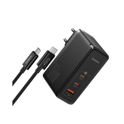شارژر دیواری 160 وات بیسوس مدل BASEUS GAN5 PRO DIGITAL FAST CHARGER 2C+U 160E EU