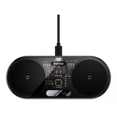 شارژر بی سیم 20 وات بیسوس مدل BASEUS DIGITAL LED DISPLAY 2-in-1 WIRELEES CHARGER BS-W528 20W
