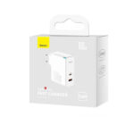 شارژر دیواری 100 وات بیسوس مدل BASEUS GAN5 PRO FAST CHARGER C+U 40W EU