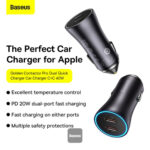 شارژر فندکی فست شارژ 40 وات بیسوس مدل BASEUS USB-C+USB-C CAR CHARGER 40W