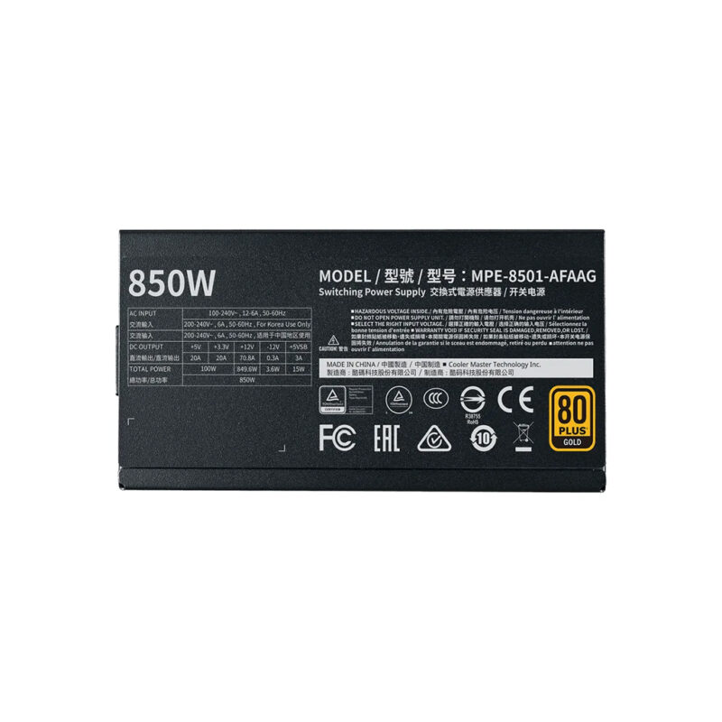 پاور کامپیوتر کولر مستر 850 وات مدل POWER COOLER MASTER MWE GOLD 850 V2 ATX 3.0