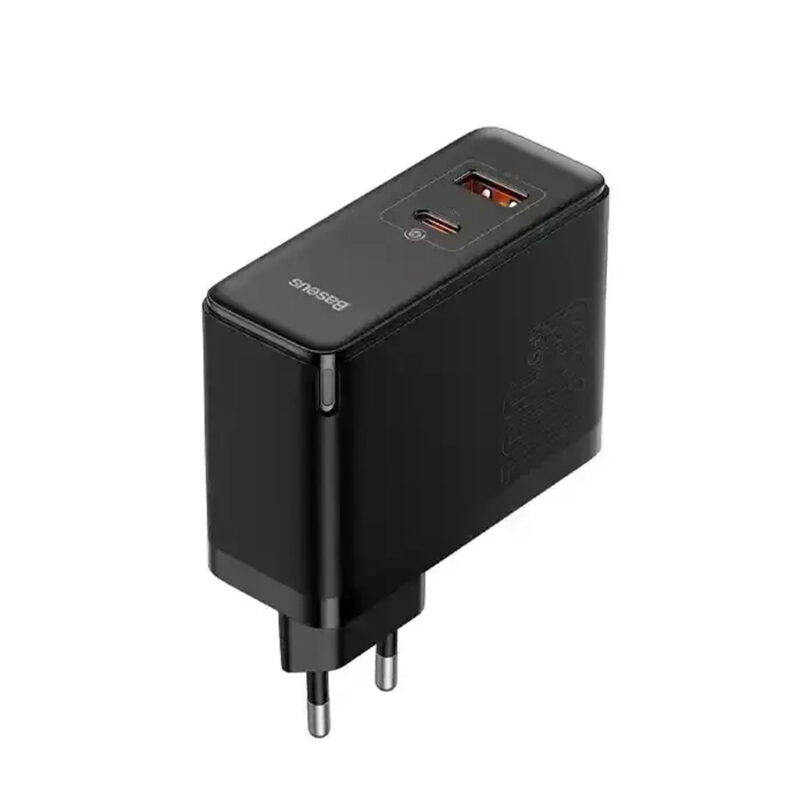 شارژر دیواری دو پورت بیسوس مدل BASEUS GAN5 PRO C+U با توان 100 وات
