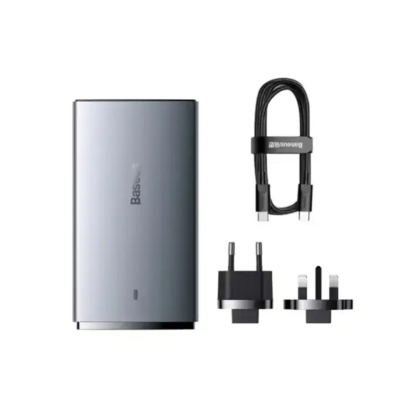 شارژر دیواری دو پورت و 65 وات بیسوس مدل BASEUS GAN5 PRO ULTRA SLIM