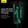 شارژر فندکی فست شارژ 40 وات بیسوس مدل BASEUS USB-C+USB-C CAR CHARGER 40W