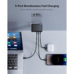 شارژر دیواری 160 وات بیسوس مدل BASEUS GAN5 PRO DIGITAL FAST CHARGER 2C+U 160E EU