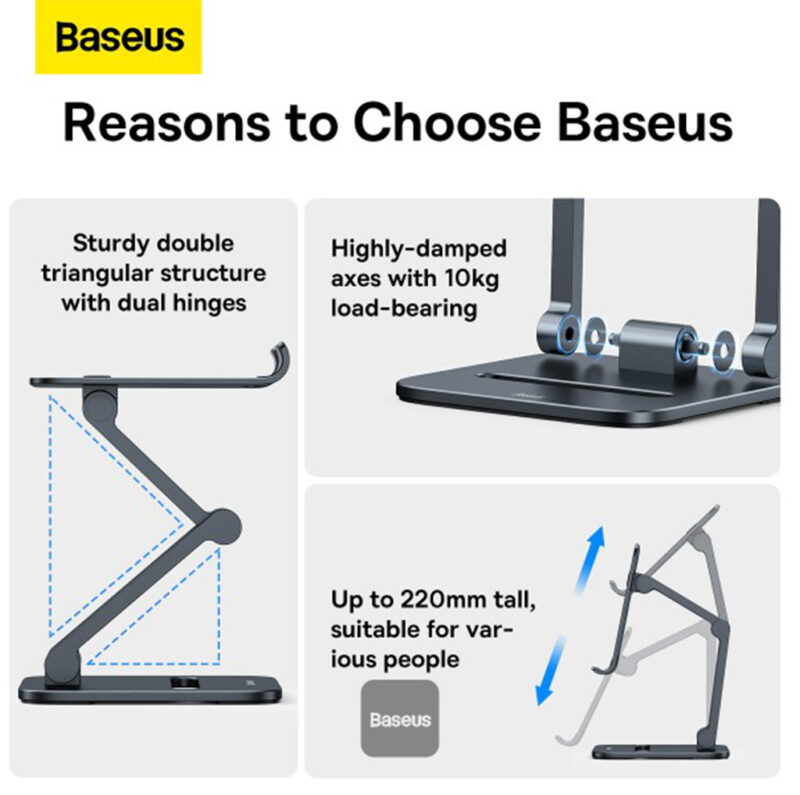پایه نگهدادنده موبایل بیسوس مدل BASEUS DESKTOP BIAXIAL FOLDABLE METAL STAND