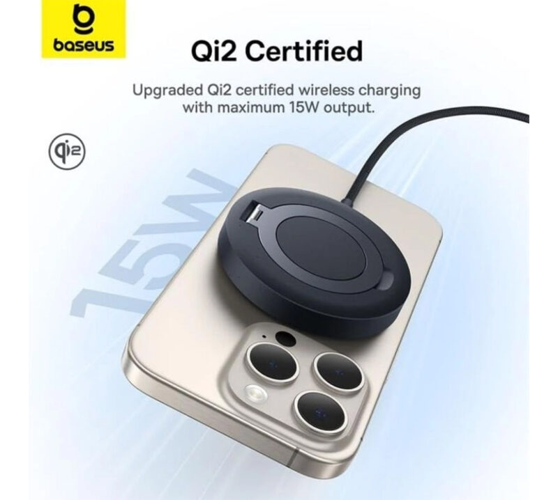 شارژر بی سیم 15 وات بیسوس مدل BASEUS MAGNETIC WIRELESS CHARGING STAND QI2 15W