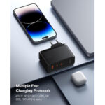 شارژر دیواری 160 وات بیسوس مدل BASEUS GAN5 PRO DIGITAL FAST CHARGER 2C+U 160E EU