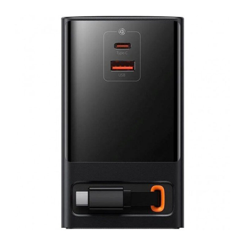 شارژر دیواری و آداپتور برق سوپر فست شارژ 65 وات با کابل تایپ سی جمع شونده بیسوس مدل BASEUS POWERCOMBO DIGITAL POWER STRIP