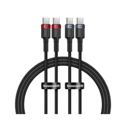 کابل TYPE C دوشاخه بیسوس مدل BASEUS CAFULE CHARGING CABLE 100W 2PCS به طول 1 متر