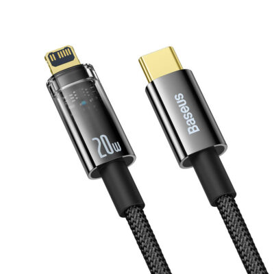 کابل TYPE C به LIGHTNING بیسوس مدل BASEUS EXPLORER SERIES AUTO POWER OFF FAST CHARGING TYPE C TO IP 20W به طول 1 متر