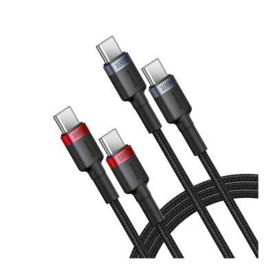 کابل TYPE C دوشاخه بیسوس مدل BASEUS CAFULE CHARGING CABLE 100W 2PCS به طول 1 متر