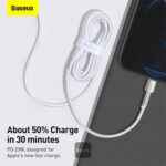 کابل تبدیل TYPE C به LIGHTNING بیسوس مدل BASEUS CAFULE SERIES METAL DATA TYPE-C TO IP PD 20W به طول 2 متر