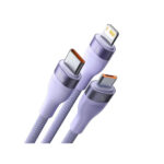 کابل شارژ و دیتا سه سر میکرو, تایپ سی و لایتنینگ بیسوس مدل BASEUS FLASH SERIES II 1-to-3 FAST CHARGING DATA CABLE 66W به طول 1.2 متر
